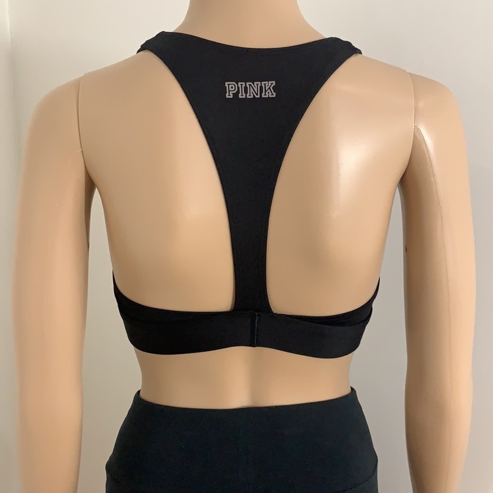 New VS Pink Ultimate Sports Bra Lace Front Black - Picture 3 of 12